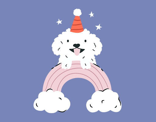 卡通小狗图案彩虹小狗图案儿童印花素材卡通动物头像