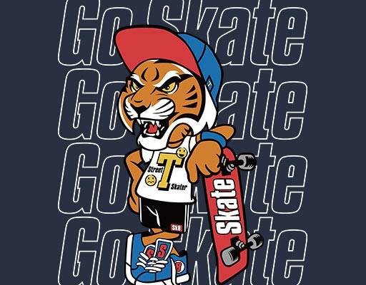 卡通老虎矢量英文字母矢量戴帽子的老虎矢量滑板老虎