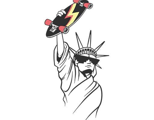 自由女神像矢量卡通人物雕像滑板矢量