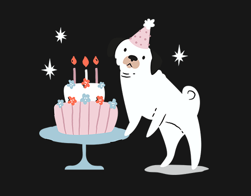 卡通小狗图案手绘小狗蛋糕小狗儿童印花素材