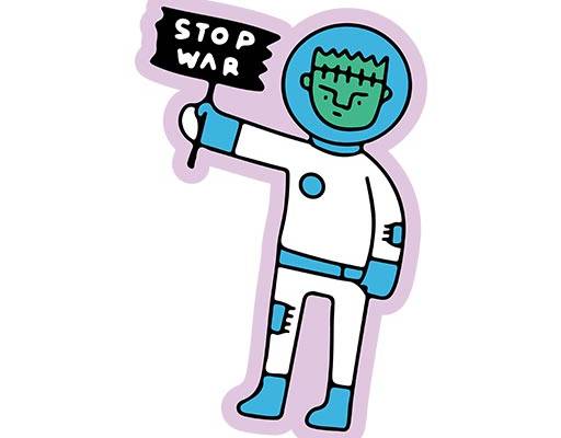 卡通人物矢量手绘卡通男孩宇航员卡通矢量停止战争标语