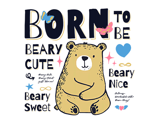 卡通小熊图案卡通英文字母手绘小熊图案儿童印花素材