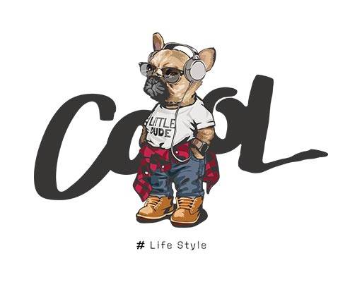 卡通小狗矢量听音乐的效果矢量酷酷小狗