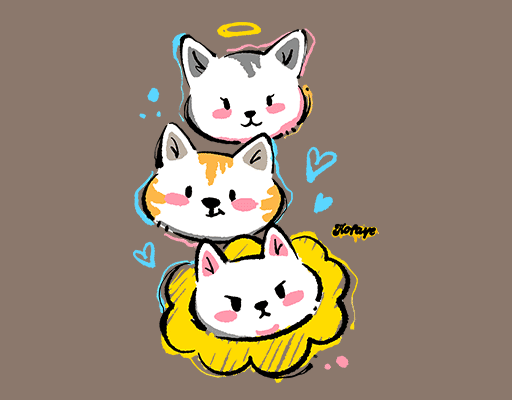 卡通猫咪头像涂鸦猫头男装儿童印花素材手绘猫头