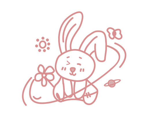卡通兔子图案守护兔子简笔线条儿童印花素材卡通动物