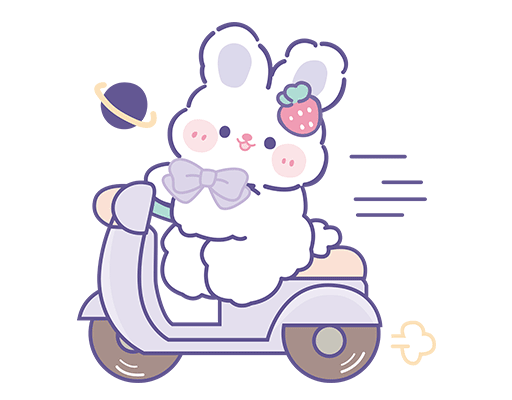卡通兔子图案手绘兔子骑摩托车的兔子儿童印花素材可爱卡通