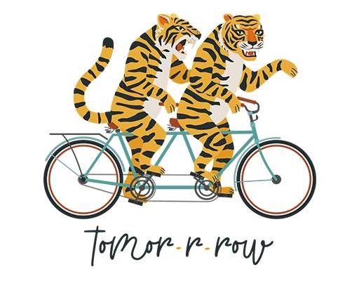 卡通老虎矢量两只老虎骑自行车的老虎矢量