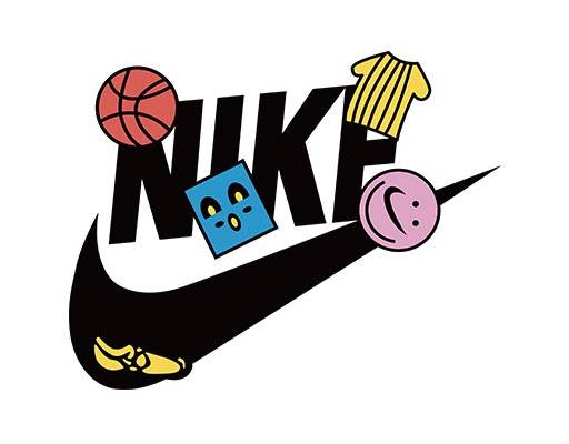 耐克标志矢量手绘卡通表情篮球图案