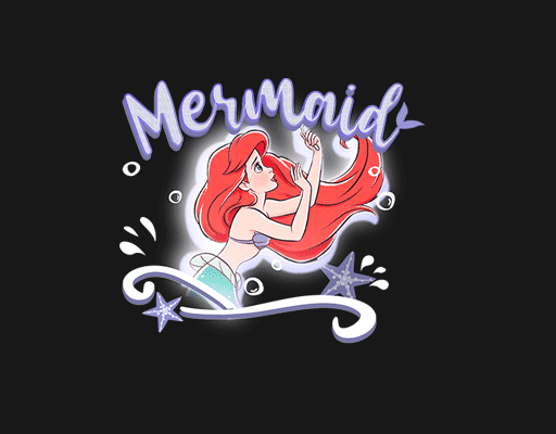 卡通女孩头像手写英文字母图案美人鱼图案儿童印花素材