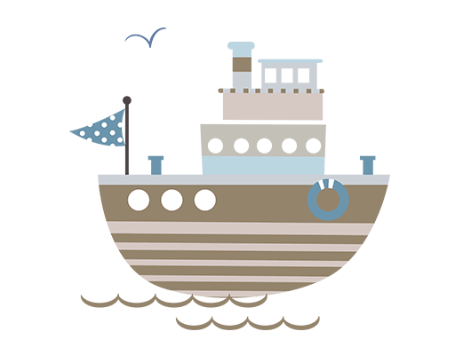 卡通船图案儿童印花素材简笔卡通船