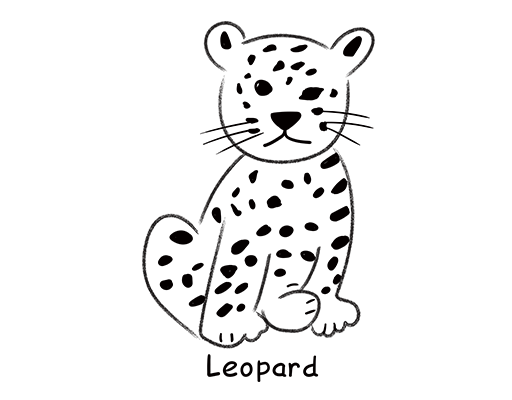 卡通豹子图案手绘豹子儿童印花素材卡通动物印花素材