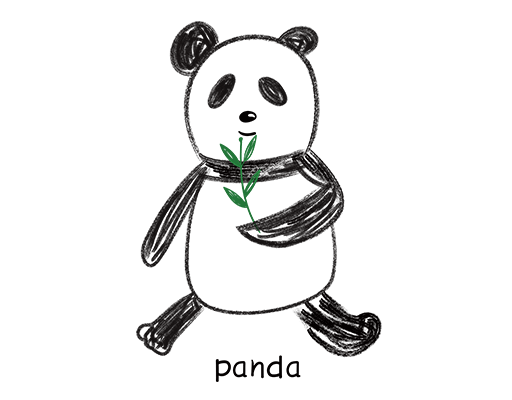 手绘熊猫图案卡通熊猫儿童印花素材卡通动物图案