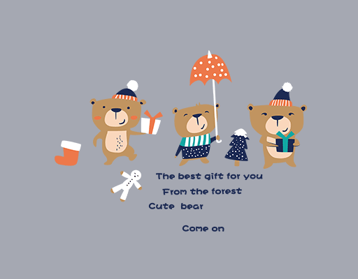 卡通小熊图案手绘小熊儿童印花素材卡通动物图案