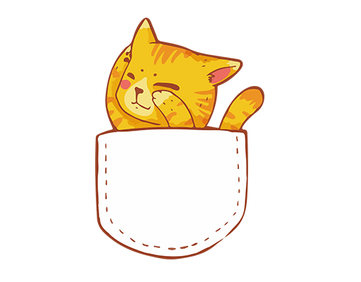 卡通猫咪图案口袋猫头像儿童印花素材