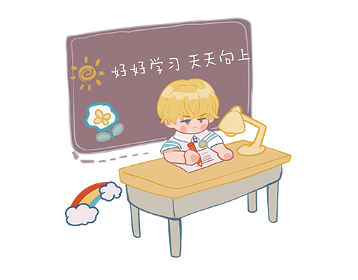 卡通小人图案卡通男孩写作业的男孩儿童印花素材