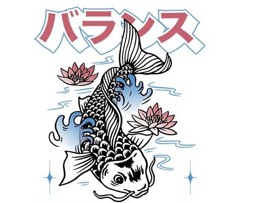 卡通鲤鱼矢量手绘卡通动物日文字母矢量