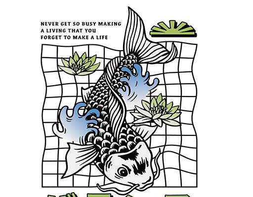 卡通鲤鱼矢量手绘卡通动物日文字母矢量