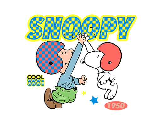 卡通英文字母图案棋盘格图案SNOOPY史努比卡通图案击掌儿童印花素材