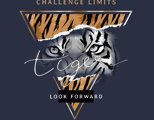 卡通老虎头像英文字母矢量斑马纹图案三角形矢量