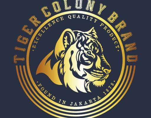 卡通老虎图案老虎头像英文字母矢量金色老虎头像