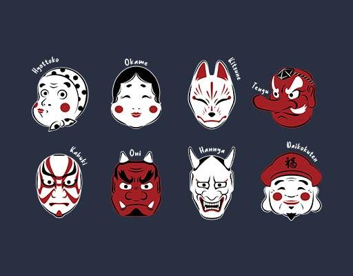 卡通人物头像面具图案手绘卡通面具