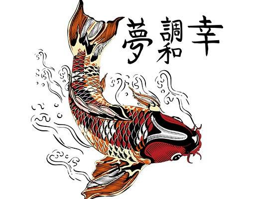 卡通鲤鱼矢量手绘鱼图案手写中文字母矢量卡通动物