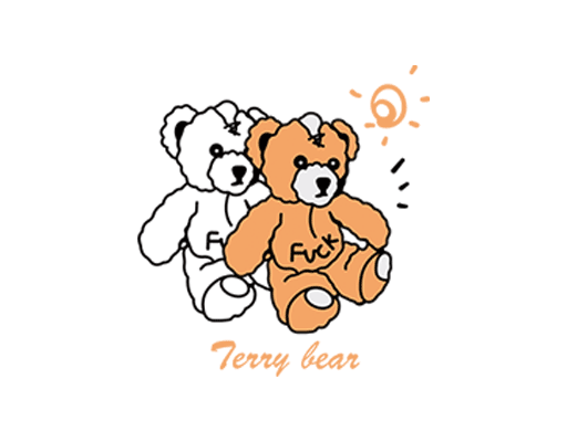 卡通小熊图案手绘小熊两只熊印花素材儿童印花图案手写英文字母