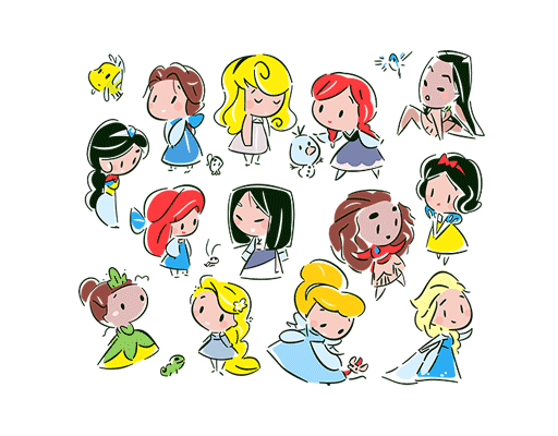 卡通女孩图案手绘女孩儿童印花素材卡通人物印花素材白雪公主