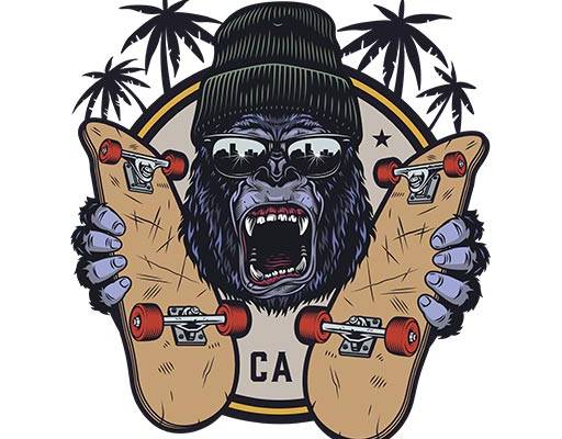 卡通猴子 大猩猩图案滑板图案手绘卡通动物