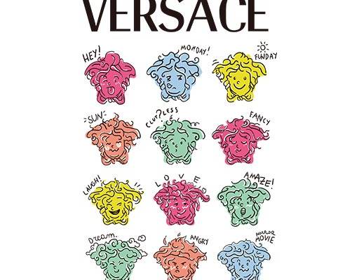 卡通人物头像范思哲卡通图案versace英文字母矢量