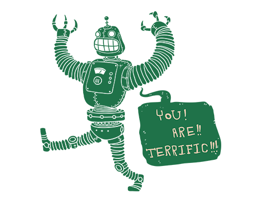 卡通机器人图案手绘机器人儿童印花素材