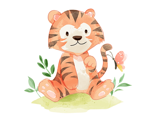 卡通老虎图案手绘老虎水彩卡通动物图案儿童印花素材