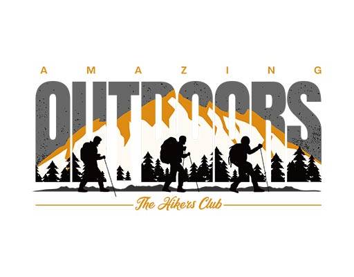 山峰矢量人物剪影图案英文字母矢量