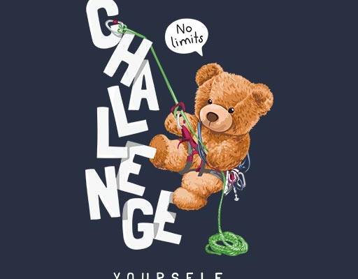 攀岩的小熊矢量手绘卡通动物英文字母矢量