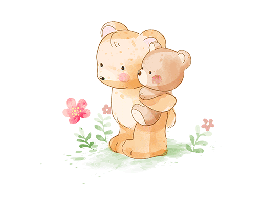 卡通小熊图案手绘卡通动物儿童印花素材水彩印花图案