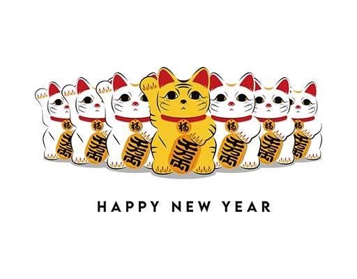 卡通猫咪矢量手绘卡通动物招财猫矢量