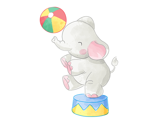 卡通小象图案杂技小象儿童印花素材卡通动物图案
