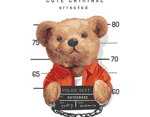 卡通小熊图案手绘卡通动物犯罪小熊