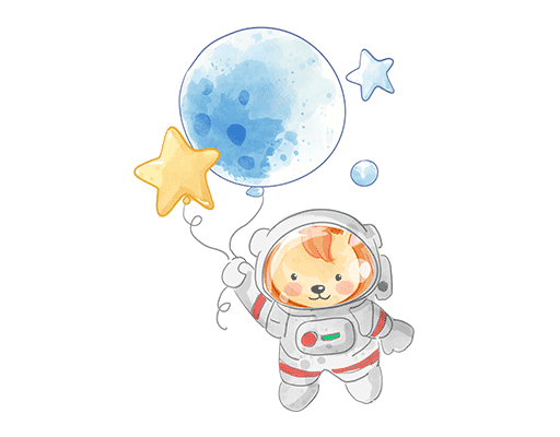 卡通小熊图案星球小熊儿童印花素材宇航员图案
