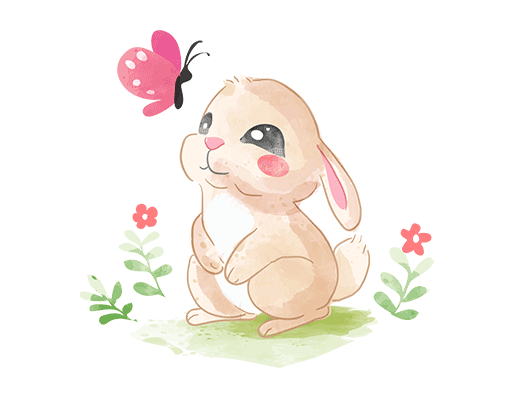卡通兔子图案手绘兔子水彩兔子儿童印花素材卡通动物图案