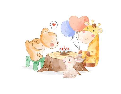 卡通小熊图案手绘长颈鹿可爱小熊兔子图案儿童印花图案