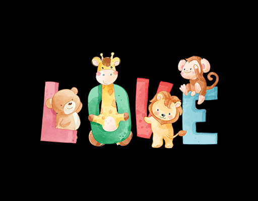 卡通英文字母图案卡通动物图案手绘动物长颈鹿图案手绘小熊图案