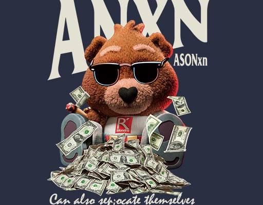 卡通小熊美元图案戴墨镜的熊英文字母图案毛绒玩具卡通