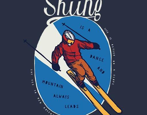 彩色滑雪人物矢量卡通人物手绘滑雪图案