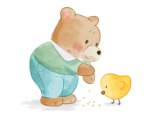 卡通小熊图案手绘小熊可爱卡通动物儿童印花素材baby印花图案