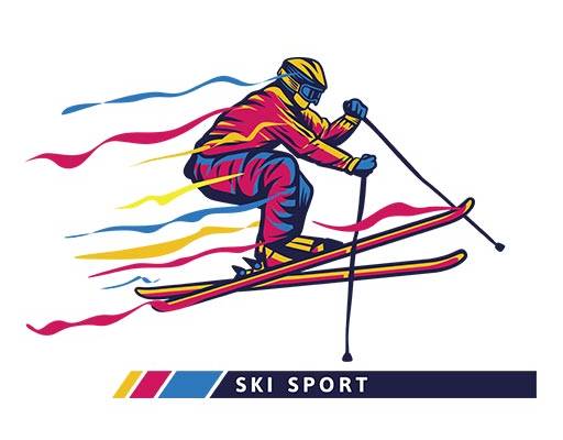彩色滑雪人物矢量卡通人物手绘滑雪图案