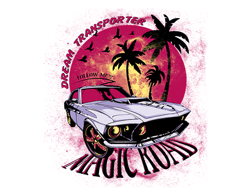 卡通汽车图案涂鸦英文字母图案小轿车图案椰子树图案男装印花素材