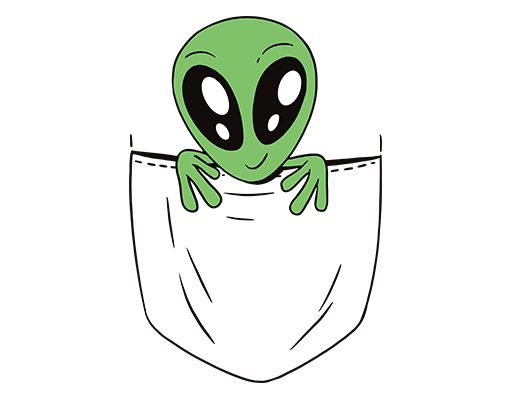 卡通外星人图案手绘卡通口袋儿童印花素材