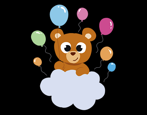 卡通小熊图案手绘小熊可爱卡通动物儿童印花素材彩色气球