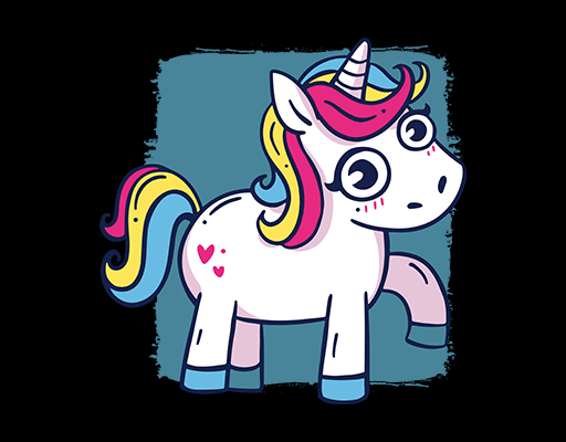 卡通马图案独角兽图案儿童印花素材卡通动物图案可爱马儿童印花素材